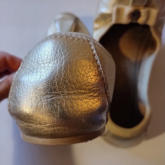 Salvatore Ferragamo Platino (Gold) Leather My Joy Ballet Slip-On Flats Size 7.5 - Picture 11 of 16